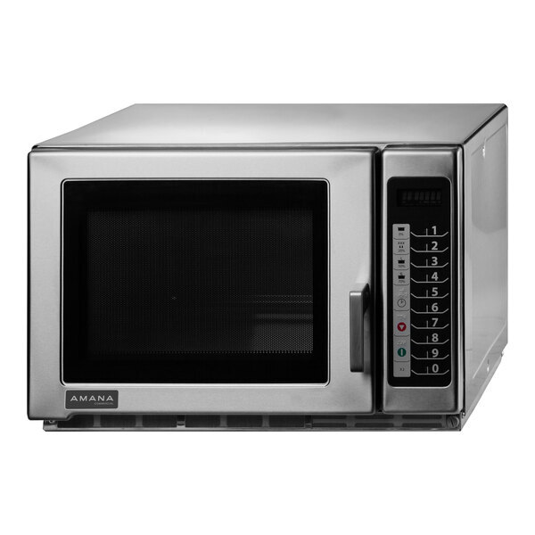 Scratch and Dent Amana RFS18TS Medium Duty Stainless Steel Commercial Microwave with Push Button Controls - 208/240V, 1800W