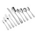 An Acopa stainless steel fork and spoon on a white background.