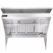 A stainless steel Halifax commercial kitchen hood over a counter.