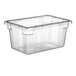 A clear polycarbonate food storage box with a clear lid.
